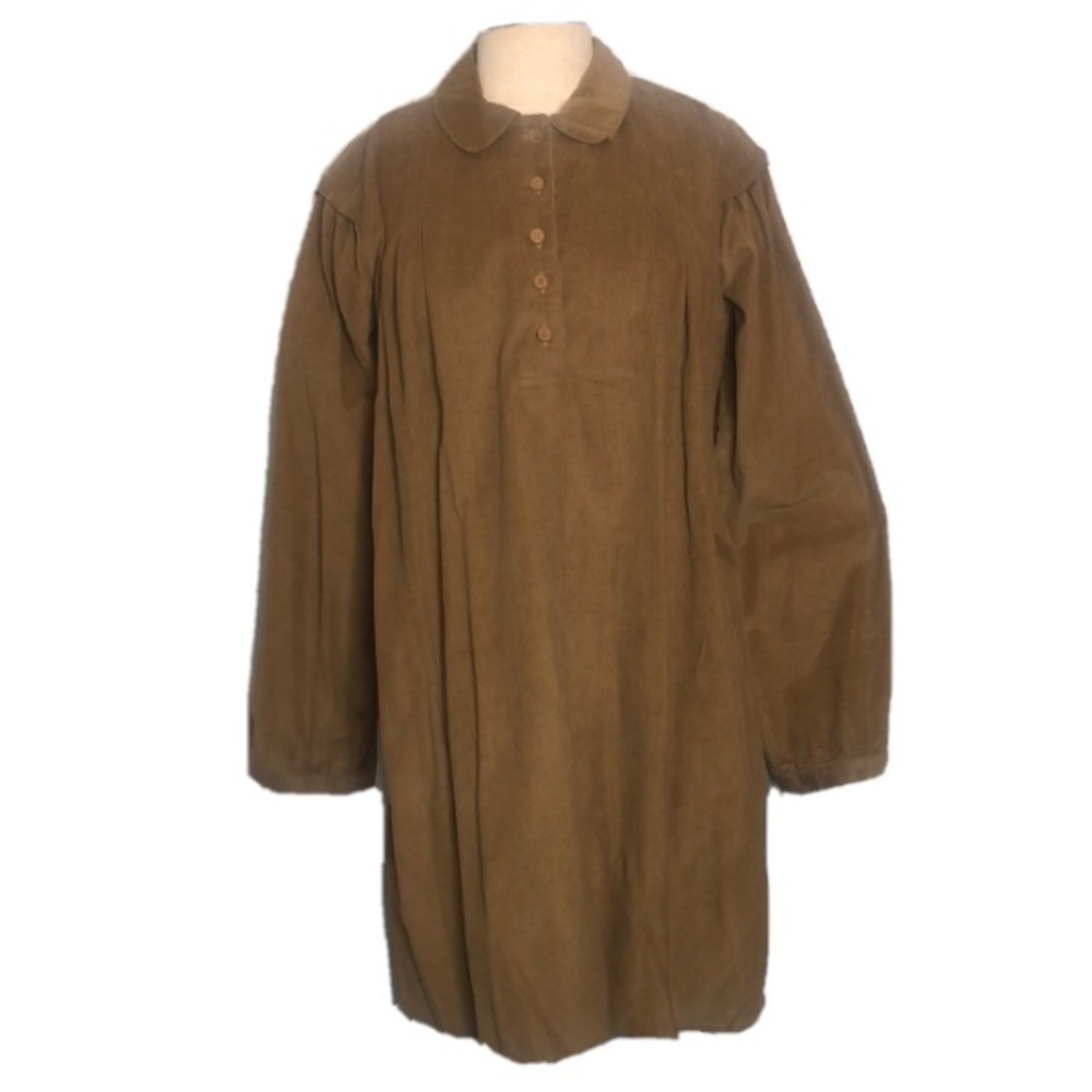 Suzie Kondi Amagansett Brown Long Sleeves Oversized Corduroy Tunic Dress XS